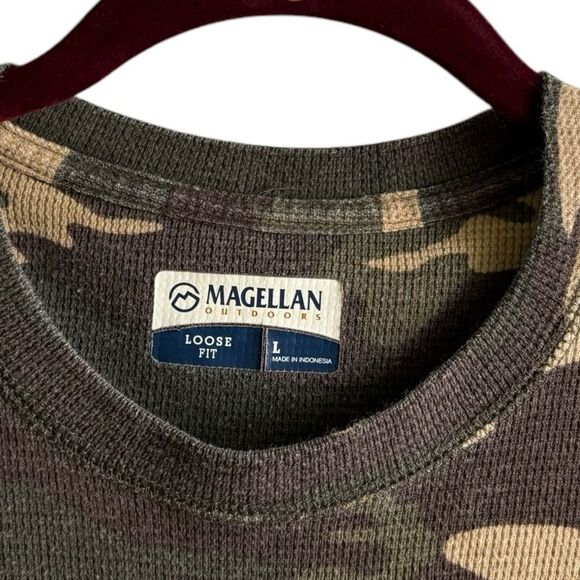 Magellan Outdoors Camouflage Thermal Knit LS Loose Fit Shirt Size Large 6 0459 - Picture 3 of 4